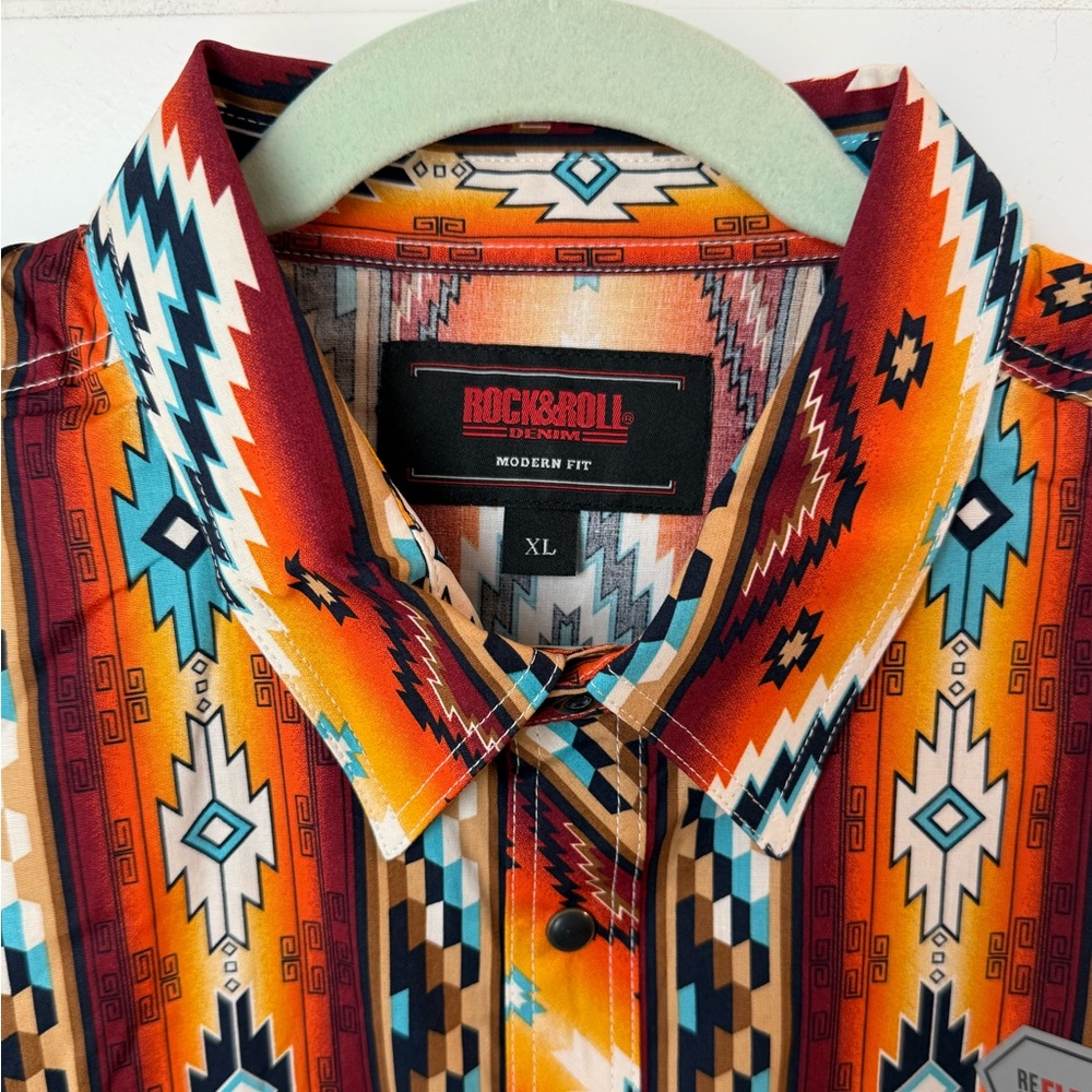 Men's Aztec Pattern Button Down Shirt - Multicolor - image 2